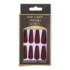 False Nails Ballet Wearable Stick-on Full Cover Nail Tips Long Coffin 24pcs Matte Brown Fake Press On