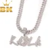 Charms THE BLING KING Custom Letters Double Layer Cursive Pendant Iced Out 9mm Cuban Link Chain Necklace with Name Charm Hiphop Jewelry 230908