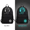 Anime Luminous Student School Bag School Ryggsäck för Boy Girl Daypack Multifunktion USB laddningsport och lås skolväska svart y203d