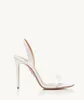 유명한 브랜드 Aquazzuras Women So Nude Sandal Stiletto Heels Floaty Pumps 드레스 파티 신부 Lady Sandalias EU35-43