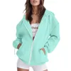 Women's Hoodies Womens Casual Solid Long Sleeve Zipper Hooded Coat Pocket Sweatshirt Tops Woman