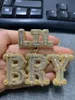 Pendanthalsband The Bling King Custom 2 Size Baguettecz Letters Pendant Micro Paled CZ Personlig liten bokstavslås Halsband Hiphop smycken 230908