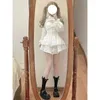 Work Dresses Girl Lace White Kawaii Lolita Dress Set Woman Ruffl Long Sleeve Fairy Straps Birthday Party Quinceanera Suits