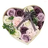 Fleurs décoratives savon fleur en forme de coeur Rose boîte-cadeau saint valentin petite amie anniversaire décorations artificielles