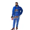 Herrspårar Mens TRASKSuit Sports Set Blue Brodery Logo Hoodie Pants Men Woman Pullover Fleece Sweatshirts Hooded252r