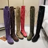 Sexy Lace Up Over The Knee Boots Women Autumn Winter Flat Heels Platform Gothic Shoes Female Long Thigh High Boots Fashion For girls party shoes 35-43