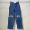 Loe Fashion jeans classici da uomo e da donna dello stesso stile ricamati a mano dal taglio firmato versione alta a grandezza naturale