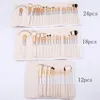 Pincéis de maquiagem 20 set/lote 24pcs 18pcs Set 12pcs Professional Cosmetic Powder Brush Kit com bolsa de couro Face Lip Eyes Tool