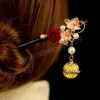 Floral Hairpin Lantern Luminous Chinese Hair Sticks For Hanfu Party Sandalwood Pearl Hair Bun Forks Vintage Hair Clasp Jewelry