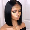 Bythair Short Bob Silky Straight Human Hair 13x6 HD Lace Front Wig Baby Hairs Pre Plucked Natural Hairline Peruvian Bleached Knots342Z