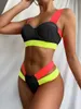 Sexy conjunto de maiôs femininos sexy roupa de banho retalhos biquíni 2023 mulher push up biquini neon biquinis maiô fatos de banho 230808