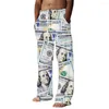 Pantalons pour hommes pantalons de loisirs surdimensionnés mode Baggy Dollars 3D imprimé poches de plage cordon de serrage taille élastique Yoga confort doux