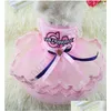 Dog Apparel Summer Pet Clothes Dress Sweety Princess Teddy Puppy Skirt Spring Fashion Small Medium Dogs Accessories Drop Delivery Home Dhe1I