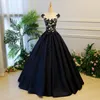 Preto vestido de baile vestidos de casamento gótico frisado renda cetim princesa espartilho volta não branco vestidos de noiva com cor casamento colorido g294h