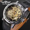 Winner Fashion Gold Black Roman Number Dial Luxury Design Clock Mens Watch Top Brand Cool Mechanical Skeleton Male Wrist Watches249w