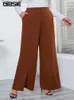 Pantalon GIBSIE grande taille costume pour femmes printemps automne taille haute travail d'affaires ourlet fendu longue jambe droite pantalon avec poches