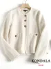 Giacche da donna KONDALA Vintage Lana Sciolto Elegante Donna Tasca con bottoni Solido Bianco Cappotti Moda Autunno Office Lady Outwear 230908
