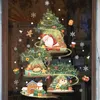 Autocollants muraux joyeux noël pour fenêtre, arbre de noël, élan, père noël, décorations pour la maison, ornement, cadeau, 230907