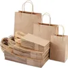 Other Event Party Supplies Kraft Paper Gift Bags With Handles 10/20/25/30/50/100PCS Shopping Carry Craft Brown White Bag DIY Bag Party Christmas Supplies 230907