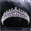 Gioielli per capelli Kmvexo Vintage Sier Colore Viola Diademi Corone Fasce Sposa Festa Diadema Ornamenti da sposa 221109 Consegna a goccia Hairje Dhgjp