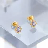 Orecchini pendenti LAMOON Orecchino a bottone Accessori donna Pietra preziosa naturale di tanzanite S925 Argento placcato oro Gioielli di colore viola EI173