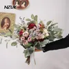 Wedding Flowers NZUK Burgundy Bridal Bouquet Artificial Dark Red Retro Bride Pography Ramos Para Novias Boda