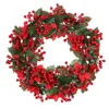 Decorative Flowers Red Berry Wreaths For Front Door 19 Inch Fireplace Wreath Indoors Artificial Dried Flower ForHoliday