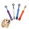 Toilettage pour chiens Brosse à dents pour animaux de compagnie à trois côtés Chiot Mti-Angle Nettoyage Fournitures de santé dentaire buccale Livraison directe Maison Jardin Dhmnu