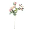 Fleurs décoratives luxe 9 têtes / branche petite branche rose en soie artificielle pour le centre commercial mariage po.