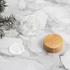 5g 15g 30g 50g 100g Cosmetic Glass Jar Frosted Clear Cream Bottles Travel Cosmetic Container with Natural Bamboo Lids and PP Inner Cover