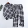 Pijamas masculinos xadrez design multi cores quente algodão flanela calças de mangas compridas pijamas para homens outono e inverno homewear pijamas conjuntos 230907