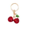 New Crystal Cherry Keychains Creative Fruit Key Chain Rings Cute Girl Keyring Cute Bag Car Pendant Gift for Women Girl Friends