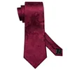Krawatten Herren-Hochzeitskrawatte Rotes Paisley-Muster aus massiver Seide Krawatten für Männer Gravat Taschentuch Manschettenknopf Brosche Set BarryWang Designer FA5509 230907