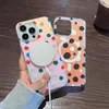 Moda Gradyan Renkli Aurora Lazer Şeker Polka Dot Manyetik Magsafe Kablosuz Şarj Kapağı Kılıf Kılıfı Yumuşak TPU IPhone için Buzlu Sert PC 15 14 13 12 11 11 PRO Plus Max