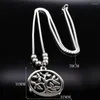Pendant Necklaces Fashion Long Stainless Steel Chain Necklace Women Jewlery Silver Color Tree Of Life Jewelry Cadeau Noel N18050S08