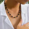 KunJoe – collier ras du cou en perles de bois pour hommes, en pierre volcanique, Vintage, couleurs mélangées, surfeur, Hip Hop, bijoux de fête, cadeau, 2023