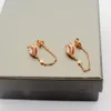 Copper Luxury Dingle Earrings Move Crystal Heart Charm Single One PCS Long Chain Tassel Charm Drop Earrings For Women Jewelry Party Gift