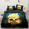 Sängkläder set lyxiga sängkläder uppsättningar 3D anpassade täcke täckning set queenking quiltblanket cover set 3 pcs säng se halloween skalle säng linne 230908