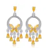 Mode étincelant charme gland papillon diamant boucle d'oreille designer pour femme jaune rouge AAA cubique zircone cuivre mariée mariage Eng232d