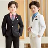 Kleidungssets Jungenanzug 6-teilig Hochzeit Smoking Kind Formelle schwarze weiße Jacke Hosen Set Weste Revers Kinder Party Outfit R230908