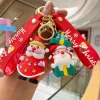 2024 Cute Santa Claus Snowman Design 3D Cartoon Rubber Keychain Christmas Tree Decorative Bottle Christmas Gift Bag Pendant 908