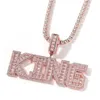 Hanger Kettingen DE BLING KONING Aangepaste Bold Baguettecz Letters Hanger Iced Out Square Bling Zirconia Naam Ketting Hiphop Rapper Sieraden 230908