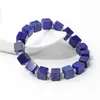 Strand naturliga fyrkantiga stenpärlor Bracleet 8mm Blue Lapis Lazuli Agates Turkos för kvinnor män smycken Tillgång