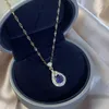 Colares Pingente Grande Roxo Cristal Gota Colar Para Mulheres Personalidade Luxuosa Acessório Diário Festa Jóias Presente Namorada