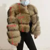 Женское пальто из искусственного меха BEIZIRU с натуральным мехом енота, женские зимние роскошные куртки из натурального меха с длинными рукавами, толстый топ 230908