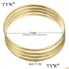 Bangle Fashion Roman Style Stainless Steel Gold Color Lover Charm Bracelet For Women Brand Wide Cuff 7Pcsset 230215 Drop Delivery Jewe Dhd04