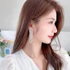 Dangle Earrings S925 Silver Needle CZ الفستان الراقي الفاخرة مع انخفاض المياه الطويلة للسيدات ثلاثية الأبعاد بالجملة