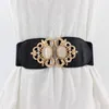 Women's Fashion Elastic Waistband Fashion Girdle Women's Double Opal Inlaid Formal One-Piece Dress Sweater Decorative black Belt