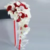 Fleurs De Mariage romantique cascade artificielle Calla Lily Bouquet Fleur De mariée strass larme poignée De Fleur fête De Mariage