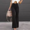 Damenhosen Cord Für Frauen Feste Hohe Taille Flare Lässige Dehnbare Gerade Bell-Bottom-Hose Mit Taschen Herbst Winter